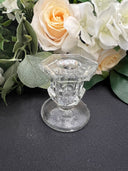 Glass Hexagon Pedestal Candlestick Holder