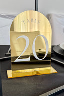 Mirrored Gold Arched Acrylic Table Numbers